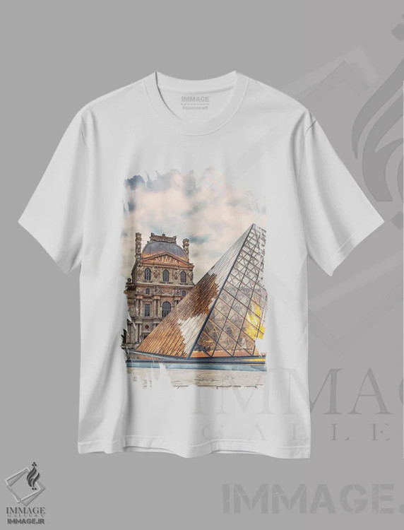 تیشرت سفید طرح دار اهرام مدرن، مدیوم اثر مانجیک پیکچرز | immage.ir