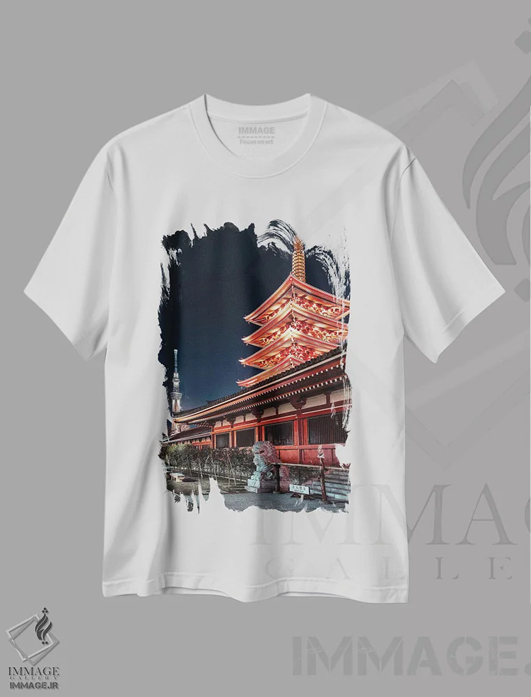 تیشرت سفید طرح دار معماری در توکیو، مدیوم اثر مانجیک پیکچرز | فروشگاه ایماژ