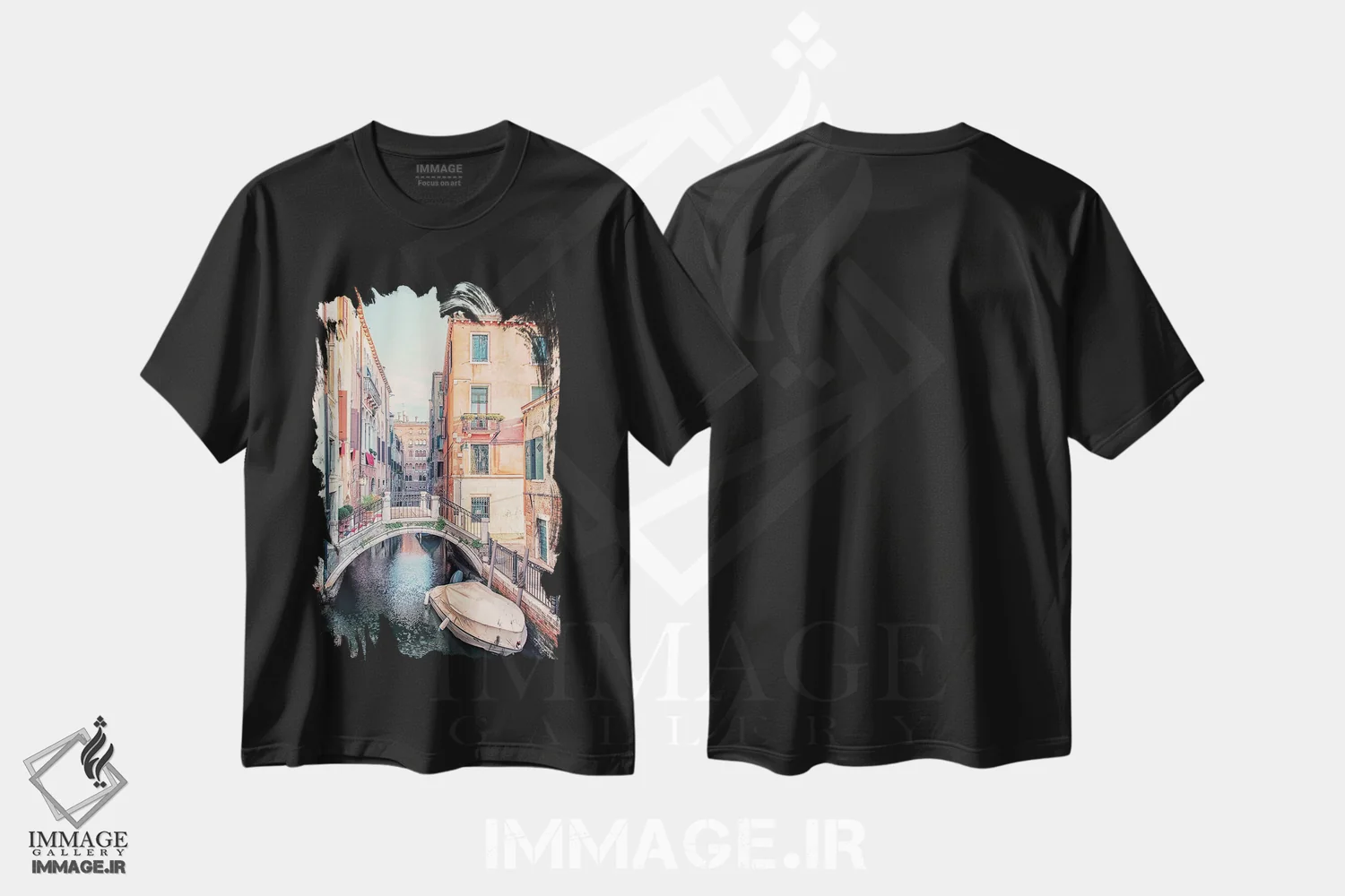 تیشرت مشکی طرح دار کانال ونیز، مدیوم اثر مانجیک پیکچرز | فروشگاه ایماژ