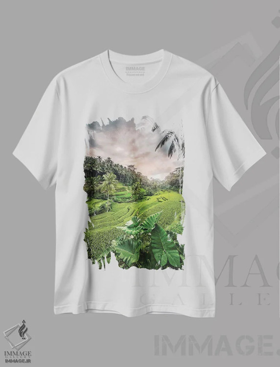 تیشرت سفید طرح دار غروب اوبود، مدیوم اثر مانجیک پیکچرز | immage.ir
