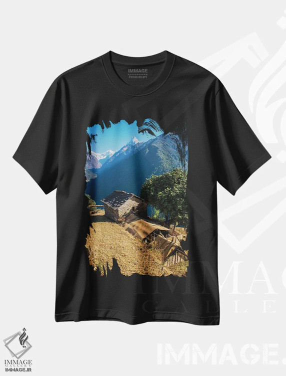 تیشرت مشکی طرح دار چشم انداز هیمالیا، مدیوم اثر مانجیک پیکچرز | فروشگاه ایماژ