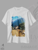 تیشرت سفید طرح دار چشم انداز هیمالیا، مدیوم اثر مانجیک پیکچرز | immage.ir
