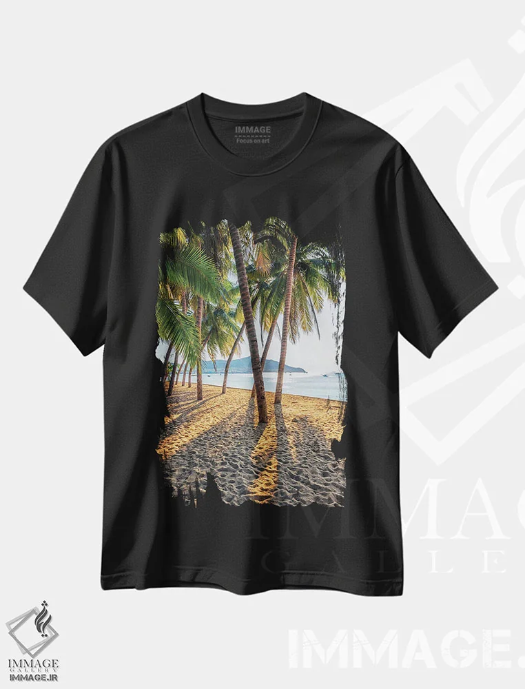 تیشرت مشکی طرح دار ساحل بنگ سارِه، مدیوم اثر مانجیک پیکچرز | فروشگاه ایماژ