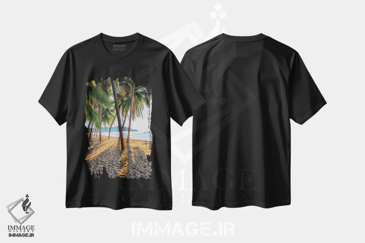 تیشرت مشکی طرح دار ساحل بنگ سارِه، مدیوم اثر مانجیک پیکچرز | فروشگاه ایماژ