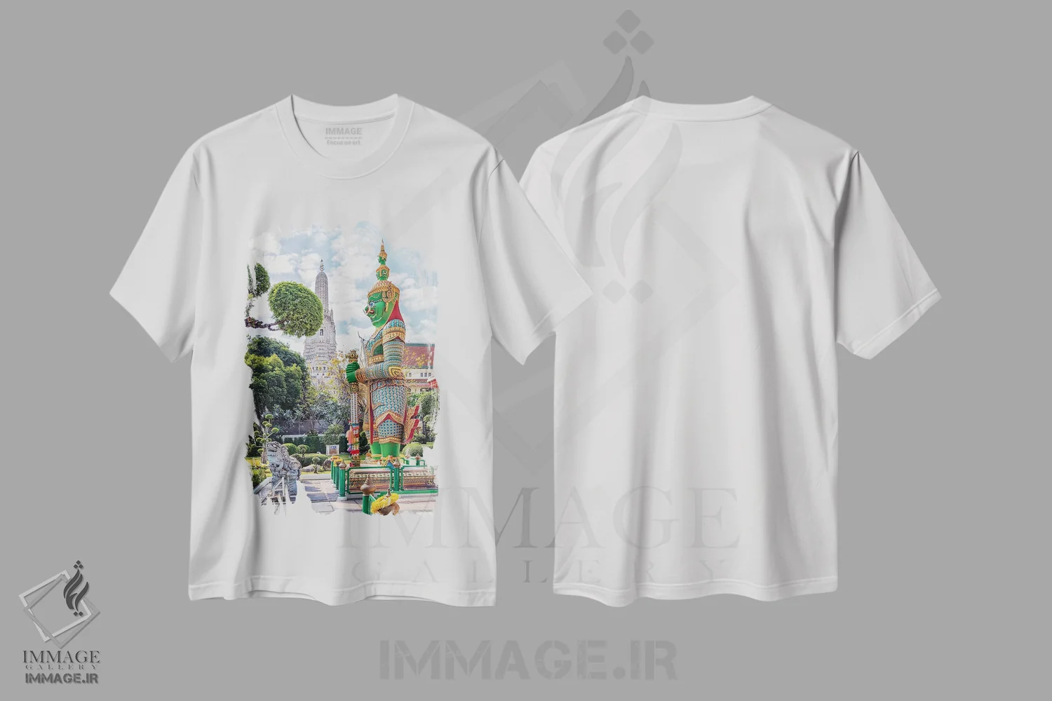 تیشرت سفید طرح دار نگهبان معبد وات آرون، مدیوم اثر مانجیک پیکچرز | فروشگاه ایماژ
