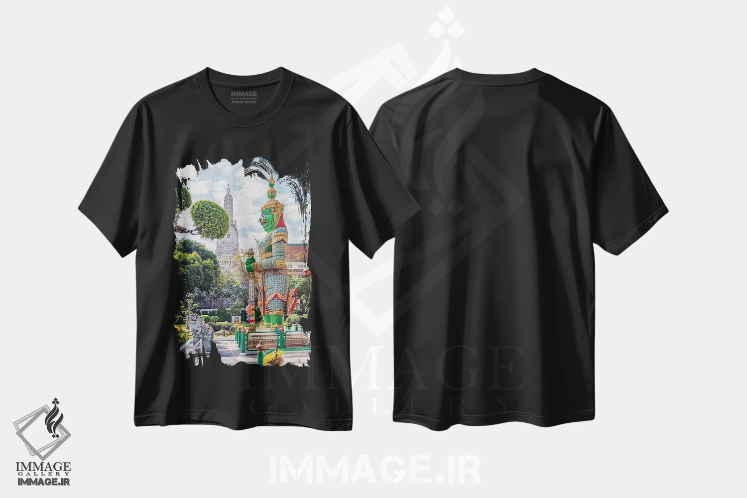 تیشرت مشکی طرح دار نگهبان معبد وات آرون، مدیوم اثر مانجیک پیکچرز | immage.ir