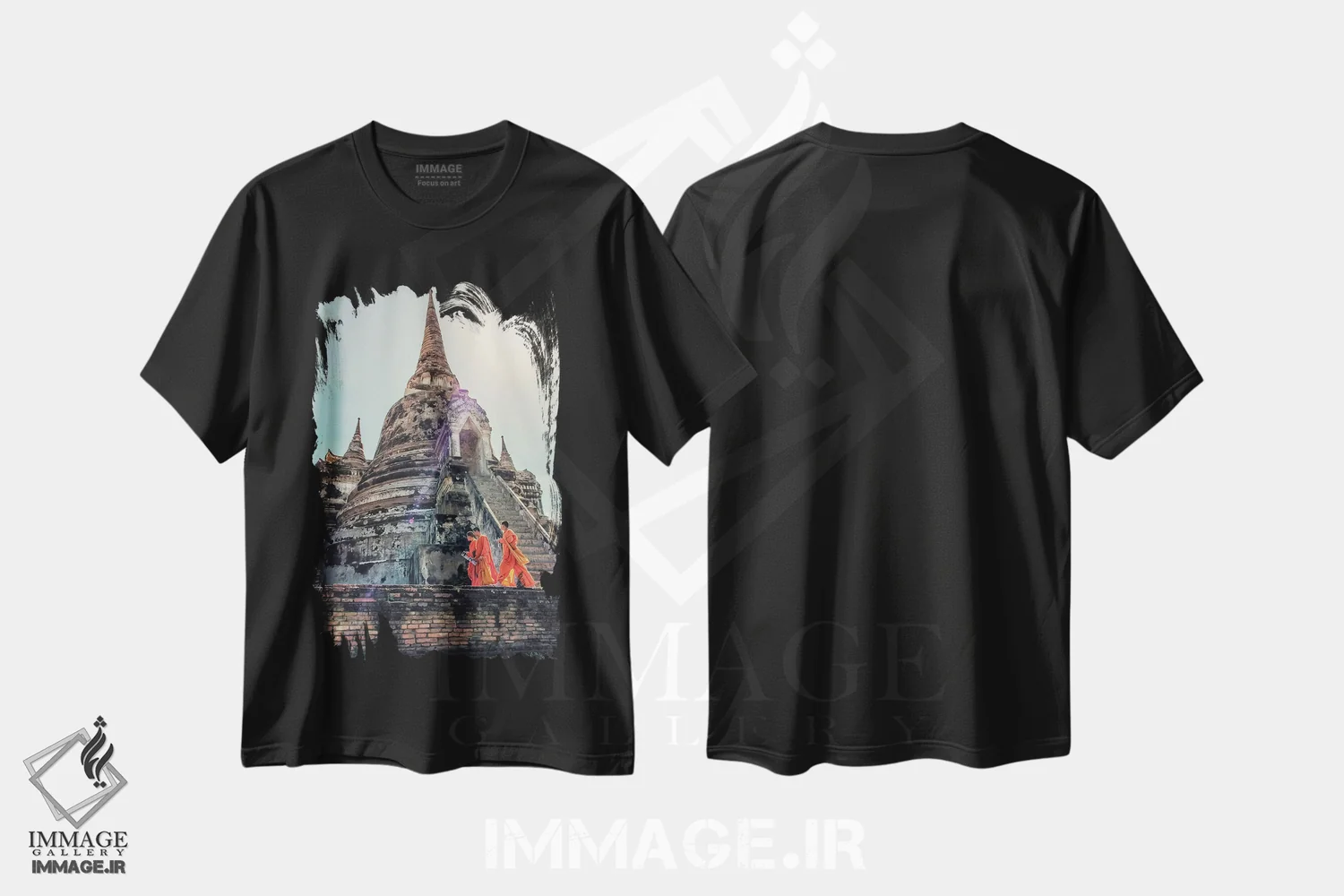 تیشرت مشکی طرح دار معماری آیوتایا، مدیوم اثر مانجیک پیکچرز | immage.ir