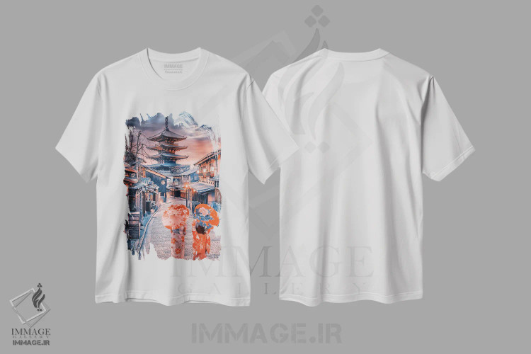 تیشرت سفید طرح دار کیوتوی قدیم، مدیوم اثر مانجیک پیکچرز | immage.ir