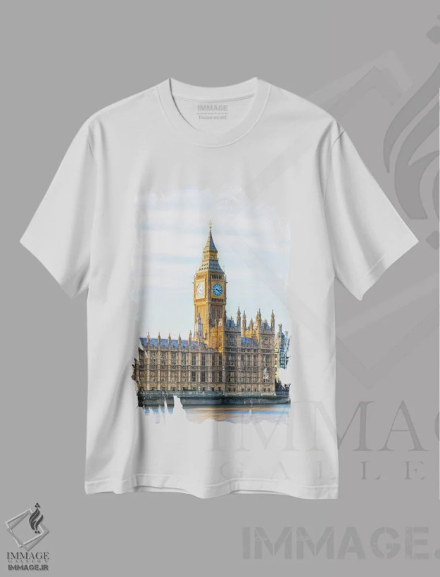 تیشرت سفید طرح دار نماد لندن، مدیوم اثر مانجیک پیکچرز | فروشگاه ایماژ