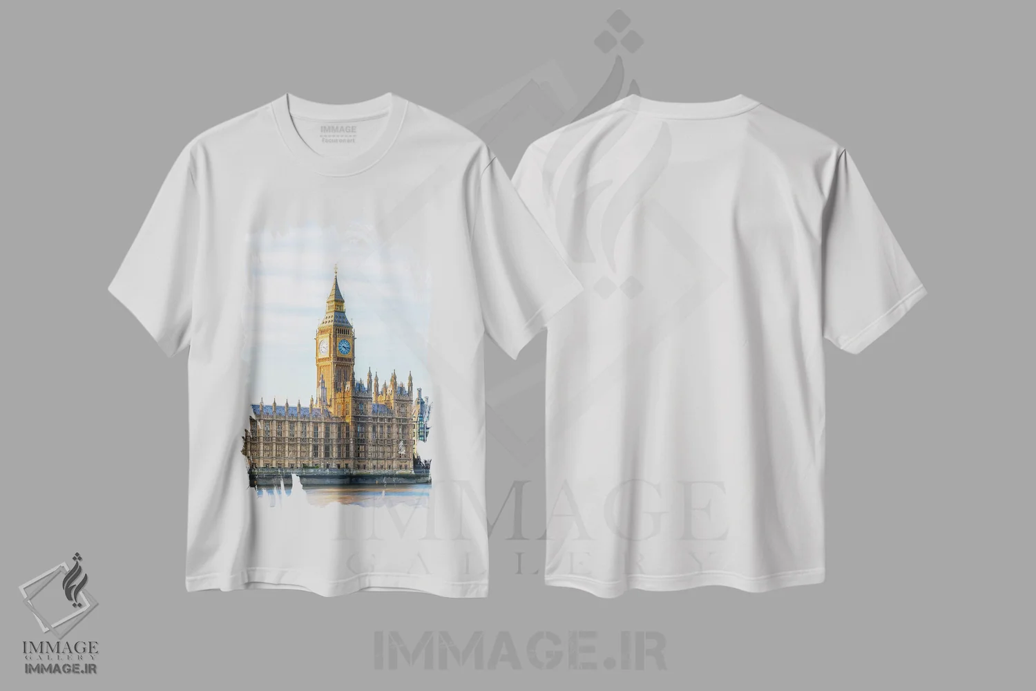 تیشرت سفید طرح دار نماد لندن، مدیوم اثر مانجیک پیکچرز | فروشگاه ایماژ