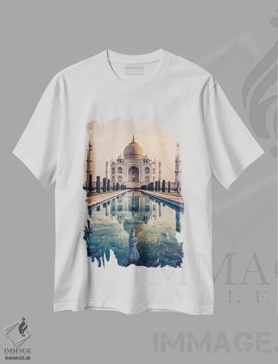 تیشرت سفید طرح دار آرامگاه تاج محل، دکور آسیایی اثر مانجیک پیکچرز | immage.ir