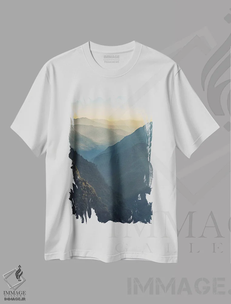 تیشرت سفید طرح دار لایه ها، عکاسی هوایی اثر مانجیک پیکچرز | فروشگاه ایماژ