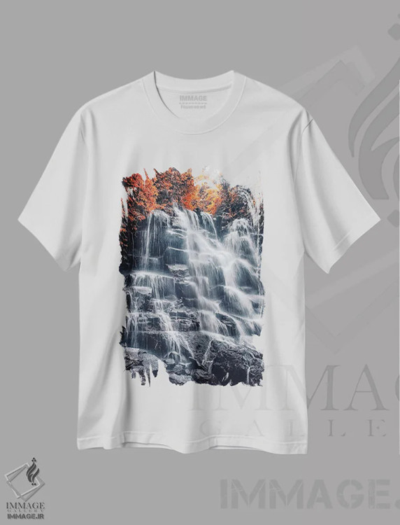 تیشرت سفید طرح دار آبشار، مدیوم اثر مانجیک پیکچرز | فروشگاه ایماژ