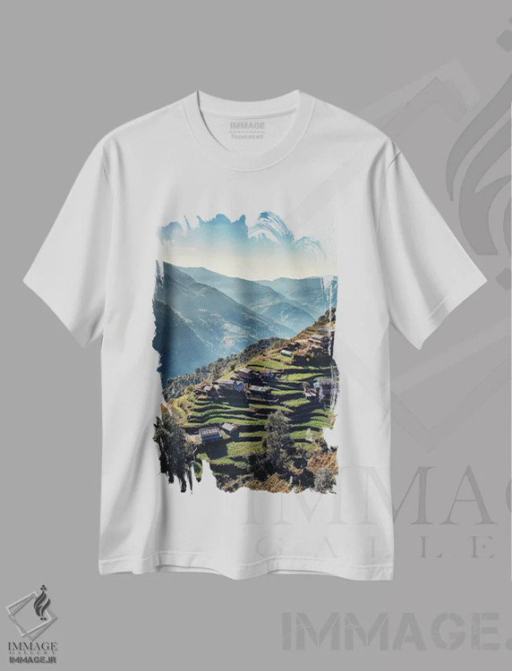 تیشرت سفید طرح دار تراس ها، مدیوم اثر مانجیک پیکچرز | فروشگاه ایماژ
