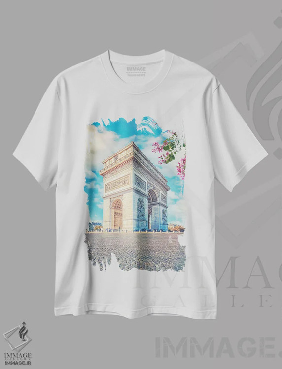 تیشرت سفید طرح دار طاق پیروزی، مدیوم اثر مانجیک پیکچرز | فروشگاه ایماژ