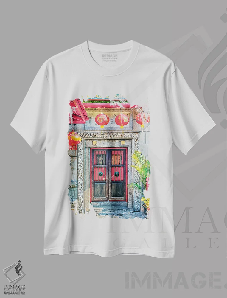 تیشرت سفید طرح دار معماری چینی، مدیوم اثر مانجیک پیکچرز | immage.ir