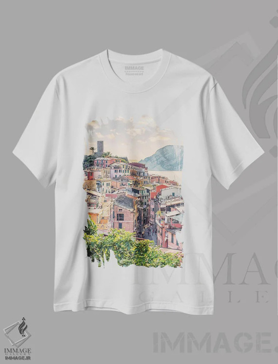 تیشرت سفید طرح دار غروب ورنازا، مدیوم اثر مانجیک پیکچرز | immage.ir