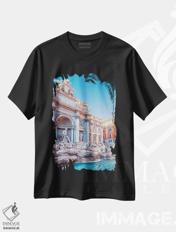 تیشرت مشکی طرح دار فواره رم، مدیوم اثر مانجیک پیکچرز | فروشگاه ایماژ