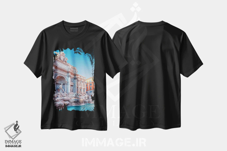 تیشرت مشکی طرح دار فواره رم، مدیوم اثر مانجیک پیکچرز | فروشگاه ایماژ