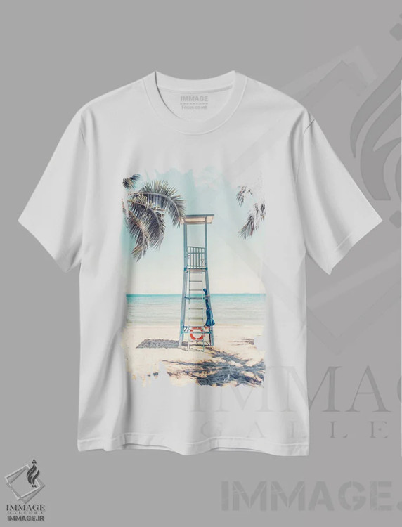 تیشرت سفید طرح دار برج نجات غریق، مدیوم اثر مانجیک پیکچرز | فروشگاه ایماژ