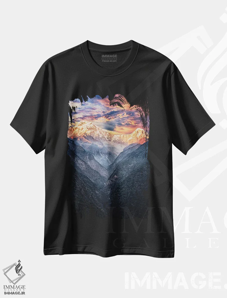 تیشرت مشکی طرح دار غروب آناپورنا، مدیوم اثر مانجیک پیکچرز | فروشگاه ایماژ