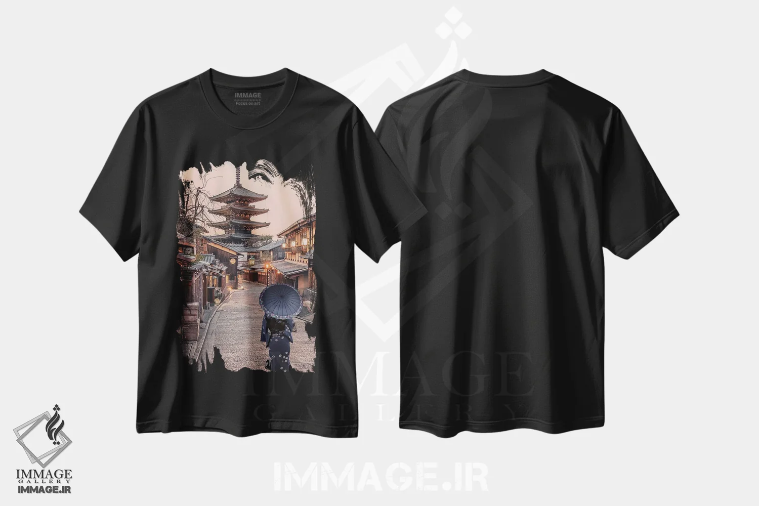 تیشرت مشکی طرح دار غروب کیوتو، مدیوم اثر مانجیک پیکچرز | immage.ir