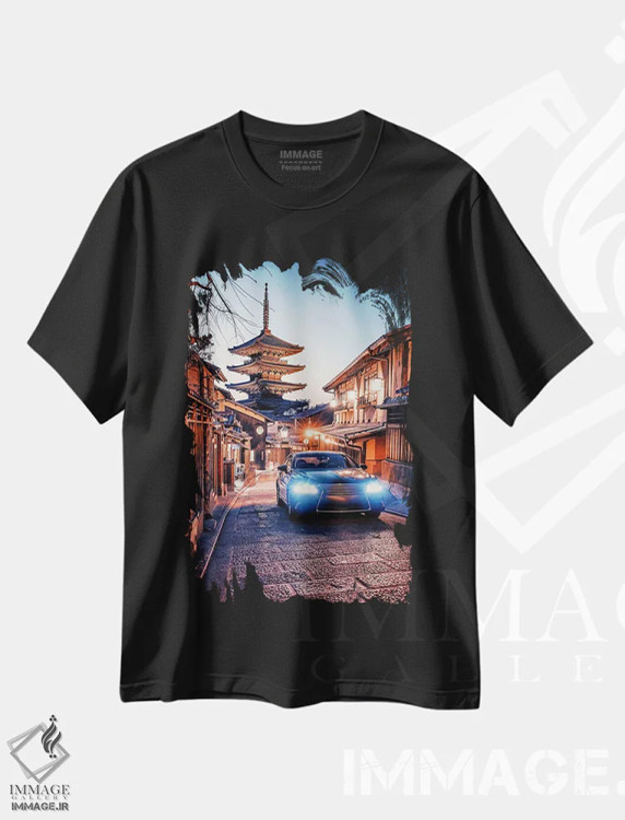 تیشرت مشکی طرح دار خیابان کیوتو، مدیوم اثر مانجیک پیکچرز | فروشگاه ایماژ
