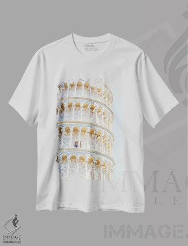 تیشرت سفید طرح دار معماری پیزا، مدیوم اثر مانجیک پیکچرز | فروشگاه ایماژ
