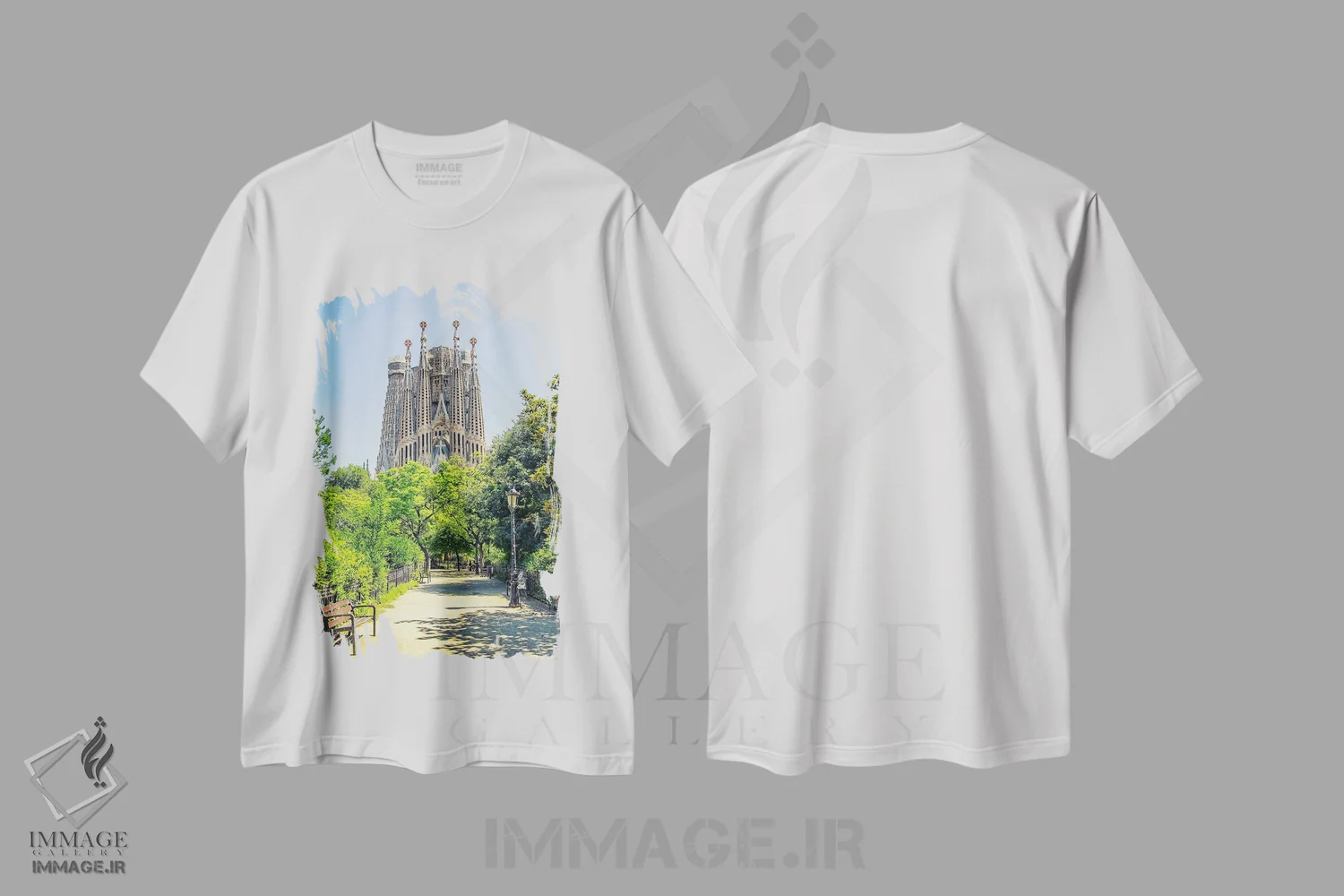 تیشرت سفید طرح دار شگفتی بارسلونا، مدیوم اثر مانجیک پیکچرز | immage.ir