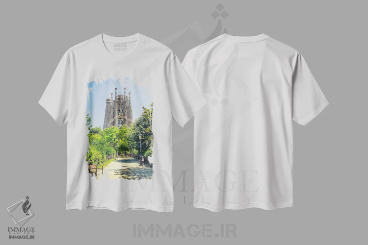 تیشرت سفید طرح دار شگفتی بارسلونا، مدیوم اثر مانجیک پیکچرز | immage.ir