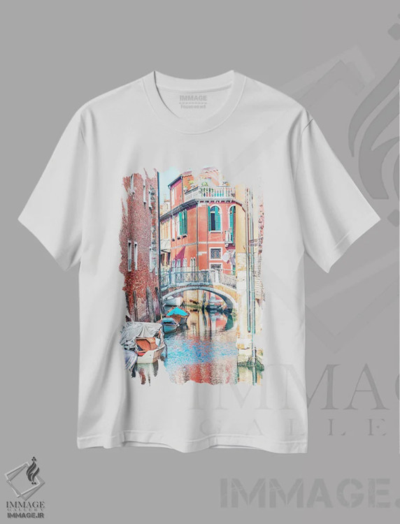تیشرت سفید طرح دار کانال ونیزی، مدیوم اثر مانجیک پیکچرز | فروشگاه ایماژ