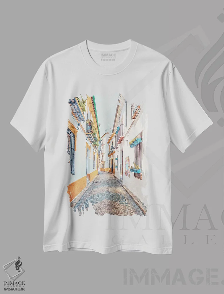 تیشرت سفید طرح دار خیابان های کوردوبا، مدیوم اثر مانجیک پیکچرز | فروشگاه ایماژ