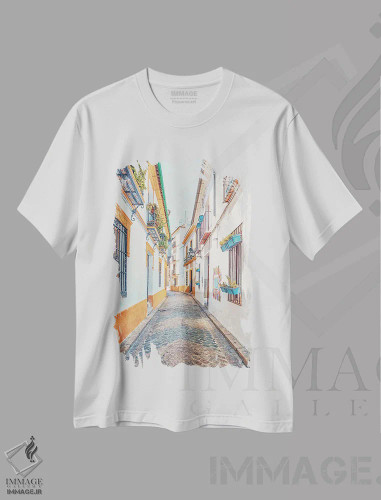 تیشرت سفید طرح دار خیابان های کوردوبا، مدیوم اثر مانجیک پیکچرز | فروشگاه ایماژ