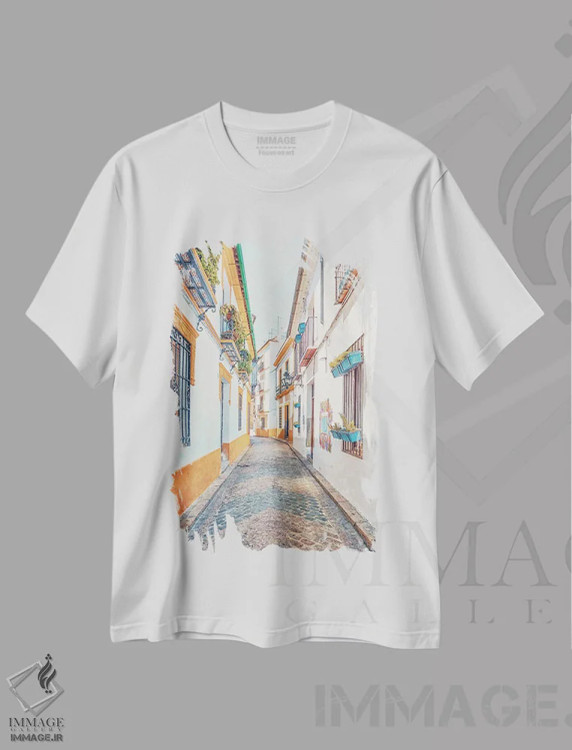 تیشرت سفید طرح دار خیابان های کوردوبا، مدیوم اثر مانجیک پیکچرز | فروشگاه ایماژ