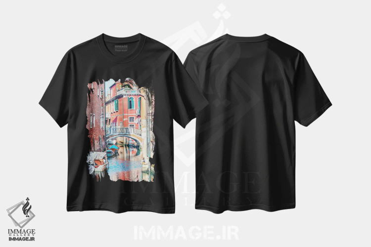 تیشرت مشکی طرح دار کانال ونیزی، مدیوم اثر مانجیک پیکچرز | immage.ir