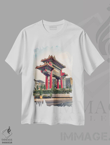 تیشرت سفید طرح دار دروازهٔ محله چینی ها، مدیوم اثر مانجیک پیکچرز | فروشگاه ایماژ