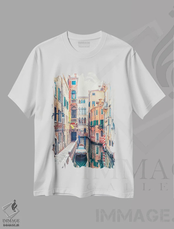 تیشرت سفید طرح دار کانال در ونیز، مدیوم اثر مانجیک پیکچرز | فروشگاه ایماژ