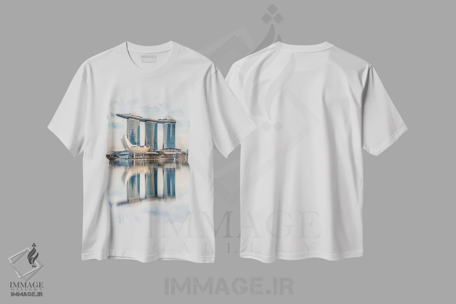 تیشرت سفید طرح دار بازتاب سنگاپور، مدیوم اثر مانجیک پیکچرز | immage.ir