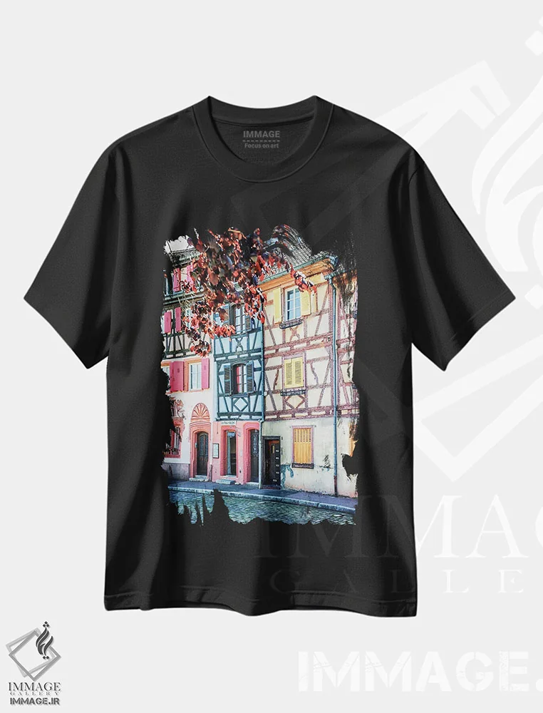 تیشرت مشکی طرح دار نمای کلمار، مدیوم اثر مانجیک پیکچرز | immage.ir