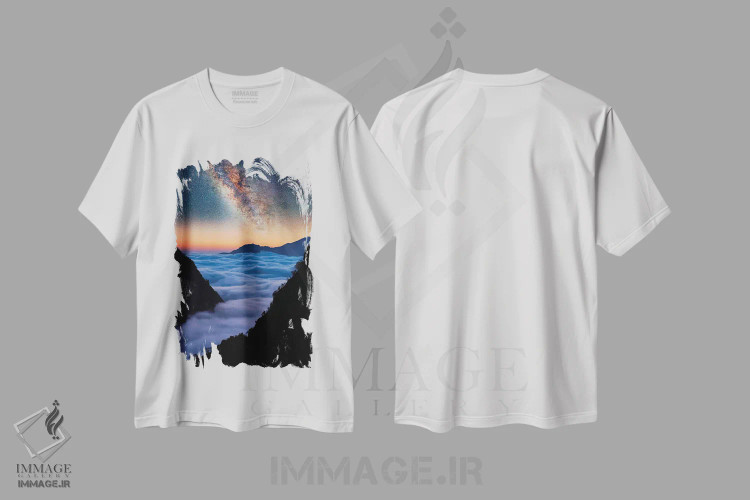 تیشرت سفید طرح دار غروب هیمالیا، مدیوم اثر مانجیک پیکچرز | immage.ir