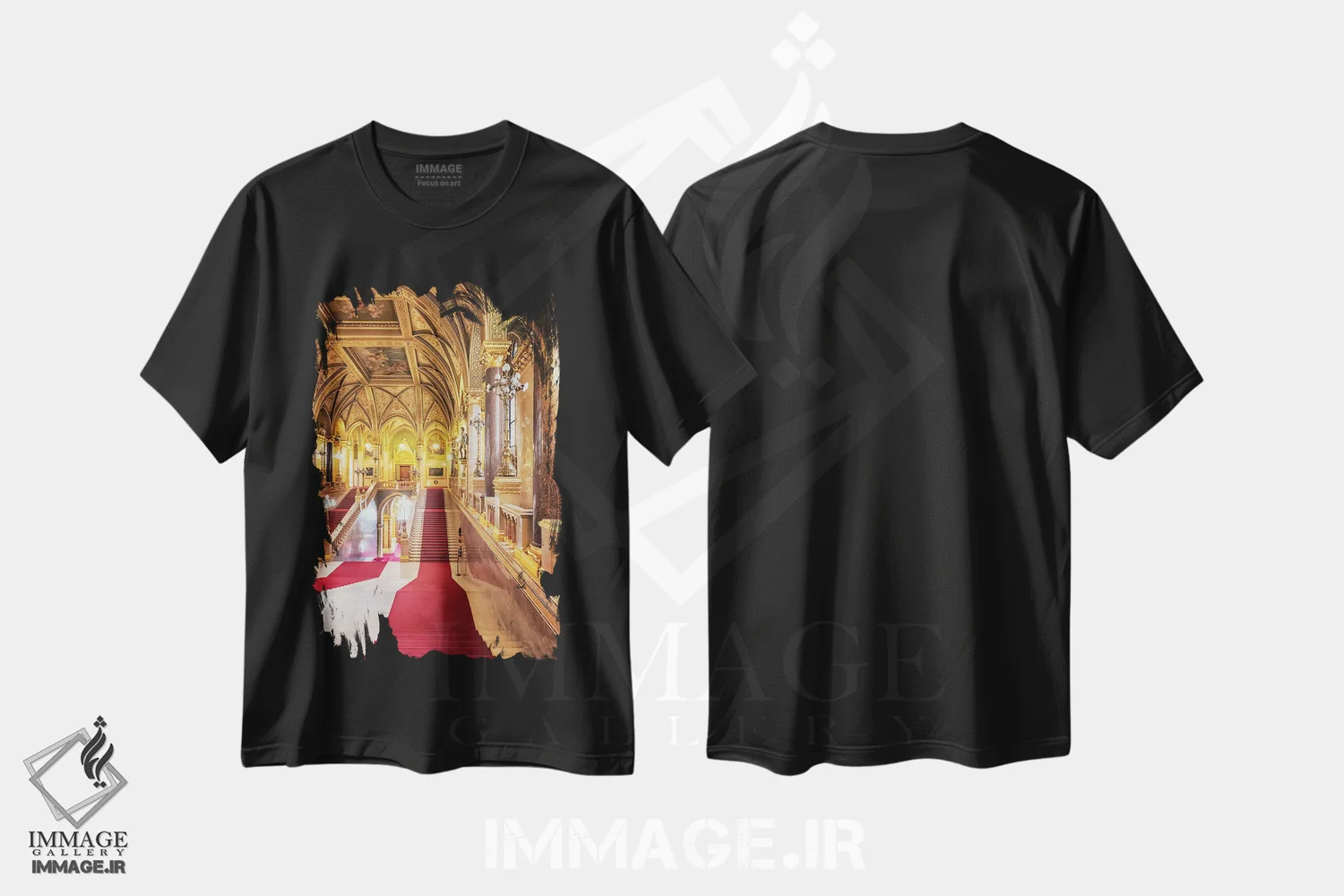 تیشرت مشکی طرح دار معماری پارلمان مجارستان، مدیوم اثر مانجیک پیکچرز | فروشگاه ایماژ