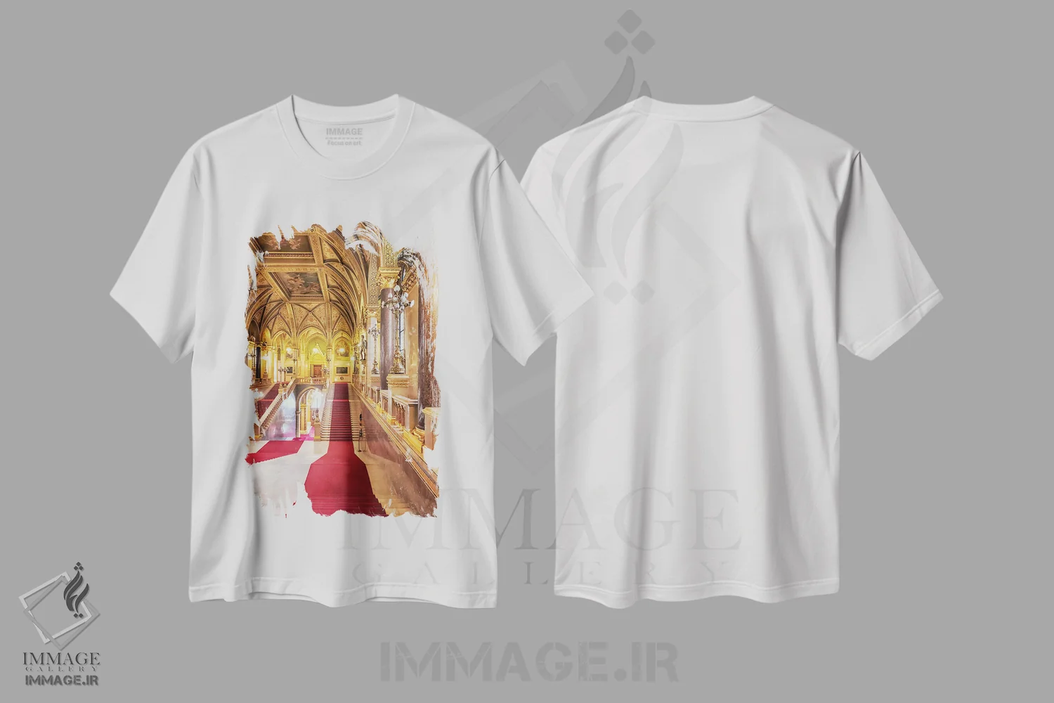 تیشرت سفید طرح دار معماری پارلمان مجارستان، مدیوم اثر مانجیک پیکچرز | immage.ir