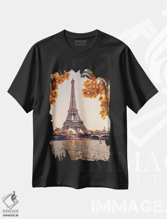 تیشرت مشکی طرح دار پاریس در غروب، مدیوم اثر مانجیک پیکچرز | immage.ir