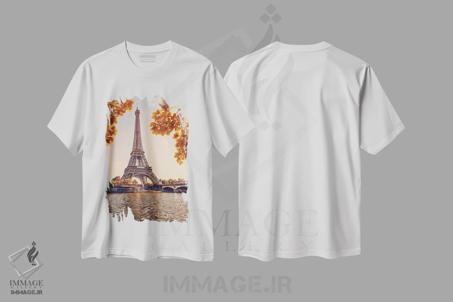 تیشرت سفید طرح دار پاریس در غروب، مدیوم اثر مانجیک پیکچرز | فروشگاه ایماژ