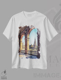 تیشرت سفید طرح دار نما و چشم انداز شهر سویا، مدیوم اثر مانجیک پیکچرز | فروشگاه ایماژ