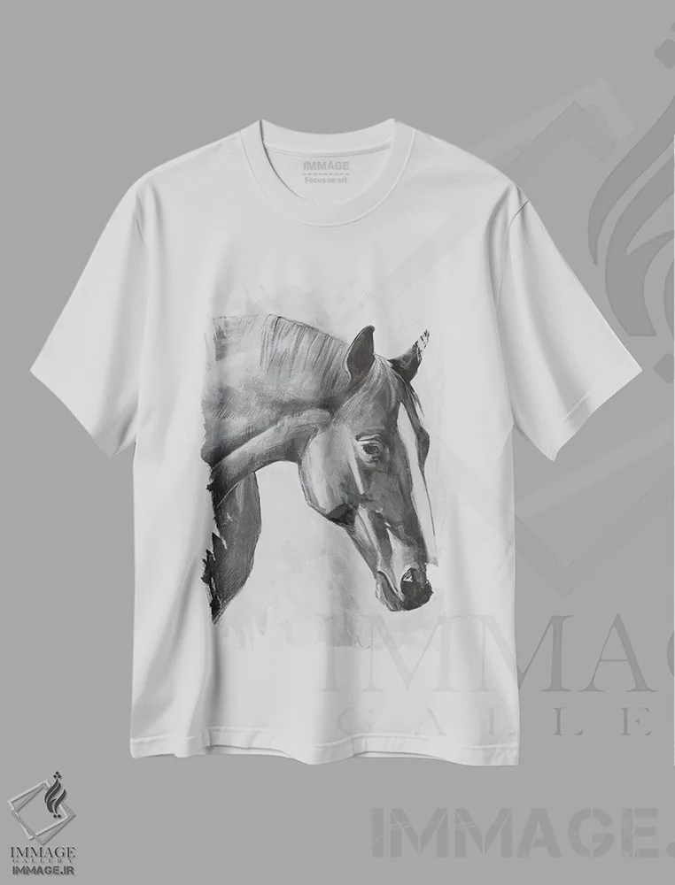 تیشرت سفید طرح دار کوالو ۱، هنر تزئینی سیاه و سفید اثر اما اسکاروی | immage.ir