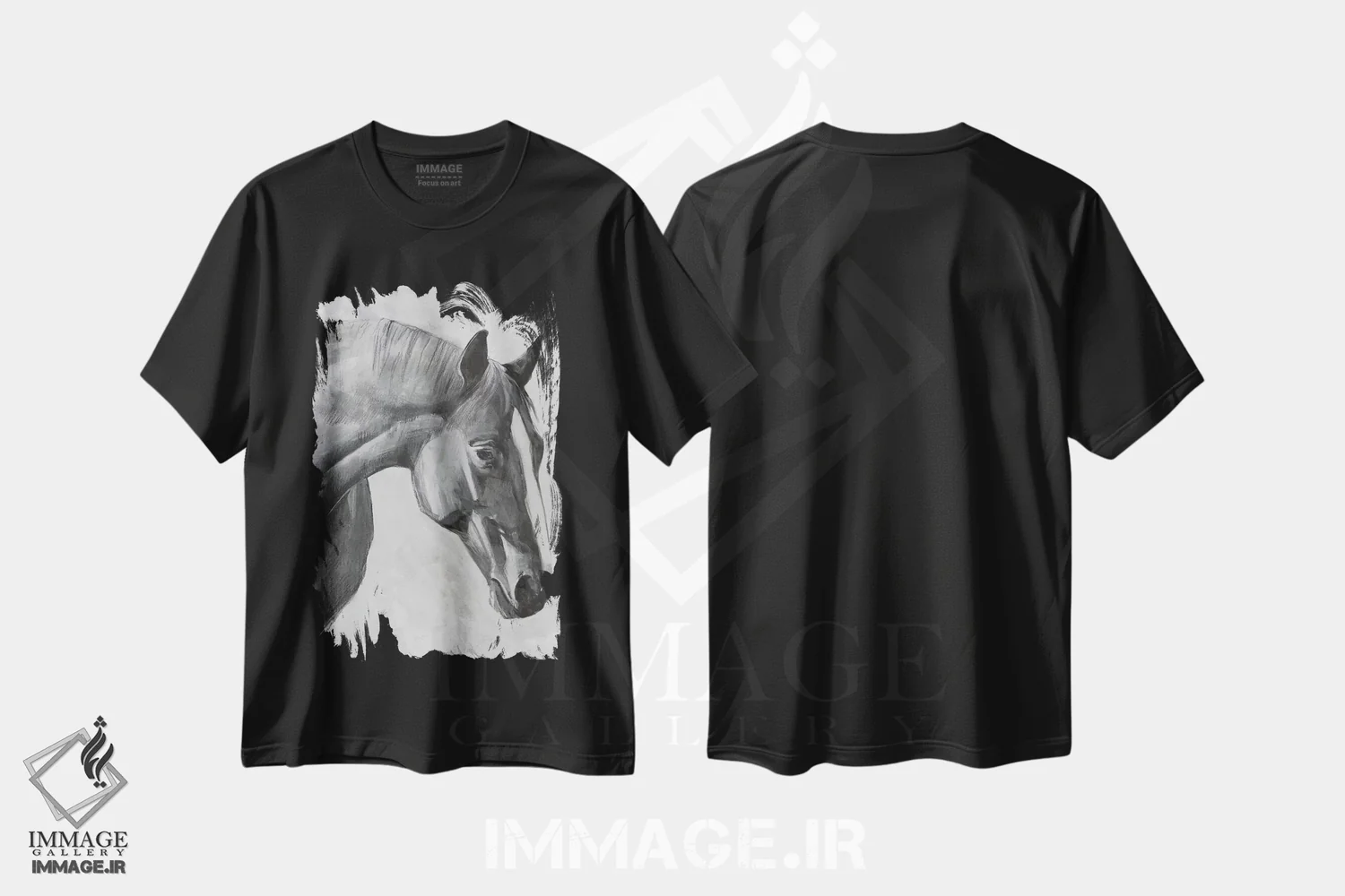 تیشرت مشکی طرح دار کوالو ۱، هنر تزئینی سیاه و سفید اثر اما اسکاروی | فروشگاه ایماژ