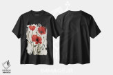 تیشرت مشکی طرح دار دسته گل شقایق ۱، تزئینی اثر اما اسکاروی | immage.ir