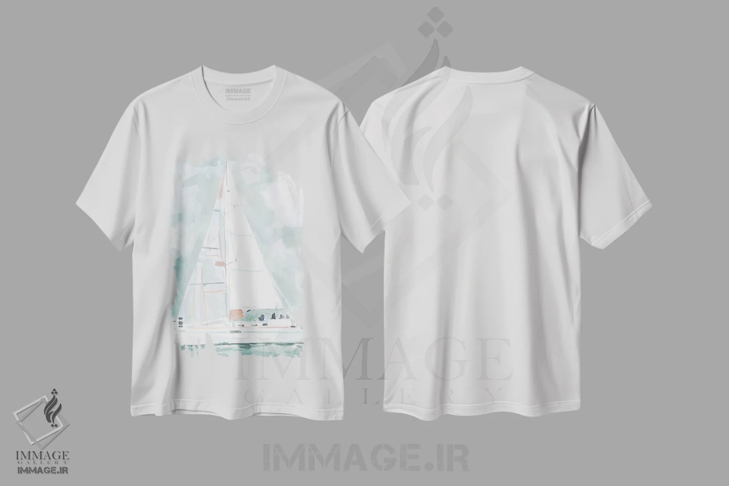 تیشرت سفید طرح دار قایق بادبانی نرم ۲، تزئینی اثر اما اسکاروی | immage.ir