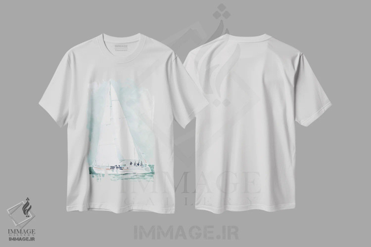 تیشرت سفید طرح دار قایق بادبانی نرم ۴، تزئینی اثر اما اسکاروی | immage.ir